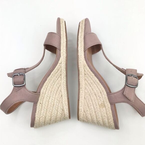 Lucky Brand Millinda Pink Espadrille T Strap Wedge Sandal in Antler Canvas - Picture 10 of 16